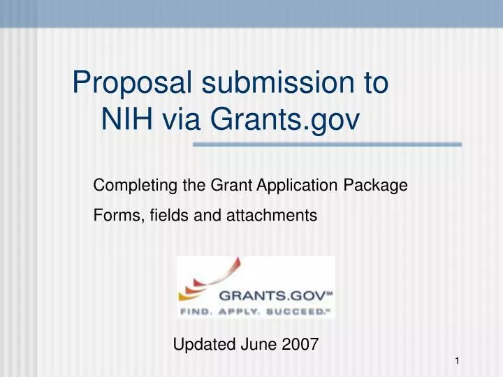 proposal submission to nih via grants gov