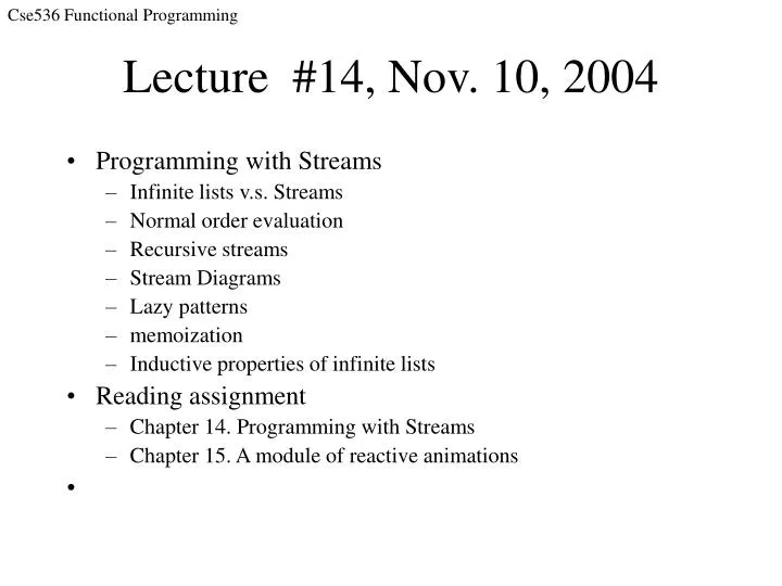 lecture 14 nov 10 2004