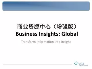 Transform Information into Insight