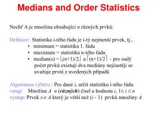 medians and order statistics