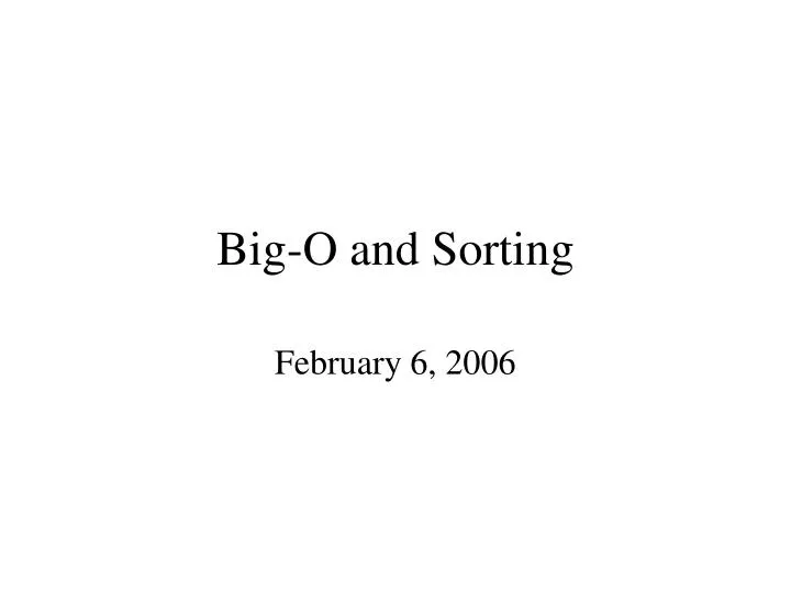 big o and sorting