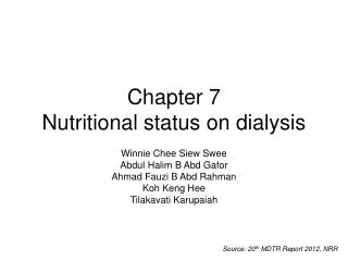 Chapter 7 Nutritional status on dialysis