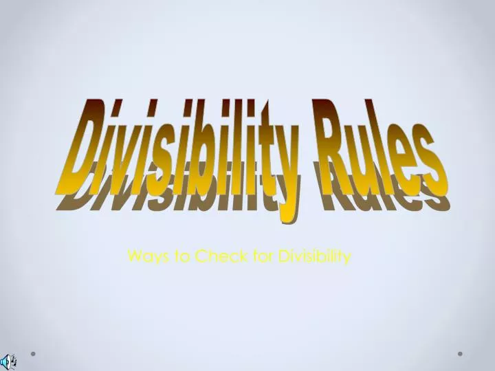 ways to check for divisibility