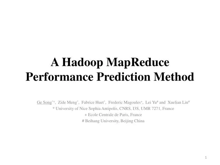 a hadoop mapreduce performance prediction method