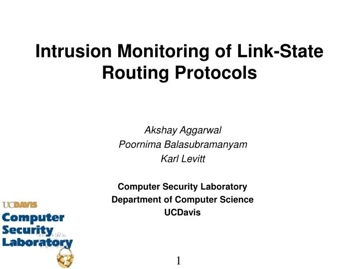 intrusion monitoring of link state routing protocols