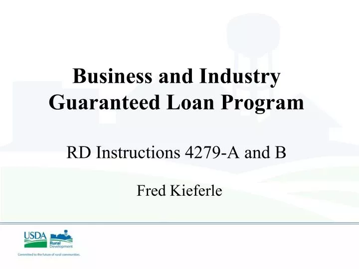business and industry guaranteed loan program rd instructions 4279 a and b