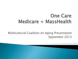 One Care Medicare + MassHealth