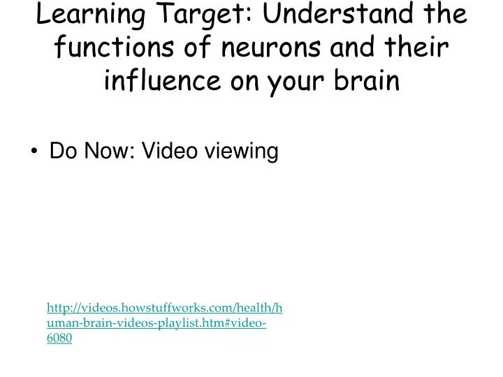 learning target understand the functions of neurons and their influence on your brain