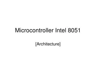 Microcontroller Intel 8051