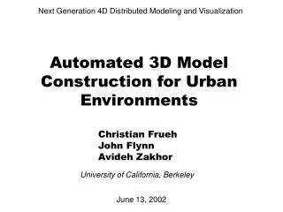 Automated 3D Model Construction for Urban Environments