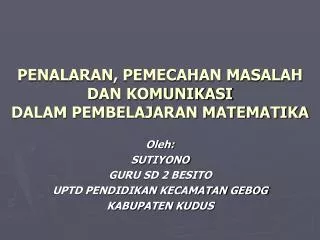 penalaran pemecahan masalah dan komunikasi dalam pembelajaran matematika