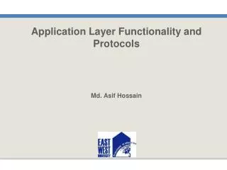 application layer functionality and protocols md asif hossain