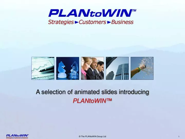 a selection of animated slides introducing plantowin