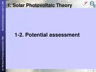 1. Solar Photovoltaic Theory