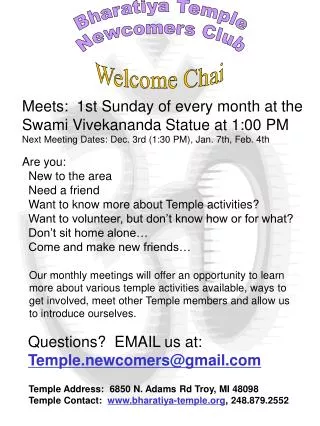 Bharatiya Temple Newcomers Club