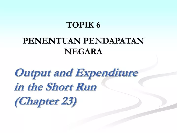 output and expenditure in the short run chapter 23