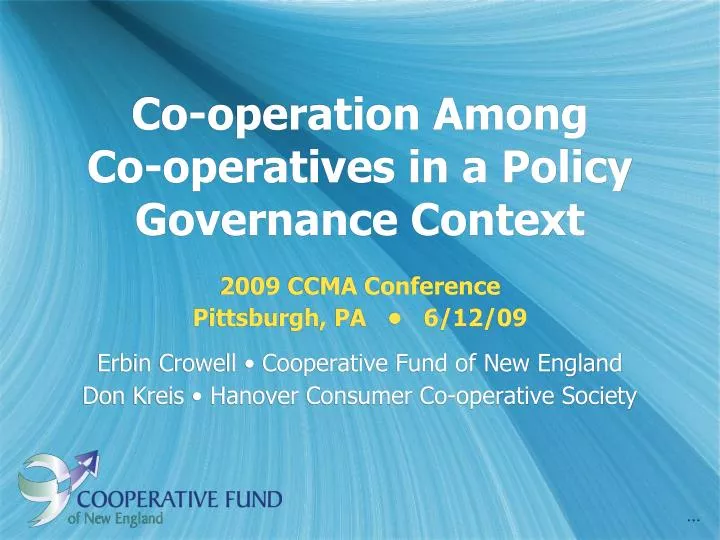 co operation among co operatives in a policy governance context