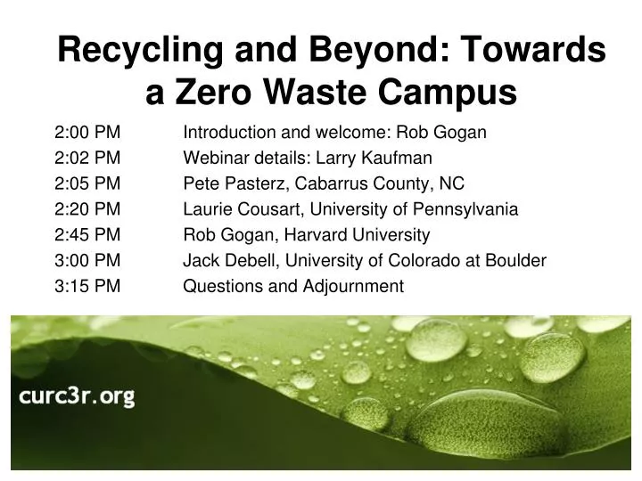 recycling and beyond towards a zero waste campus