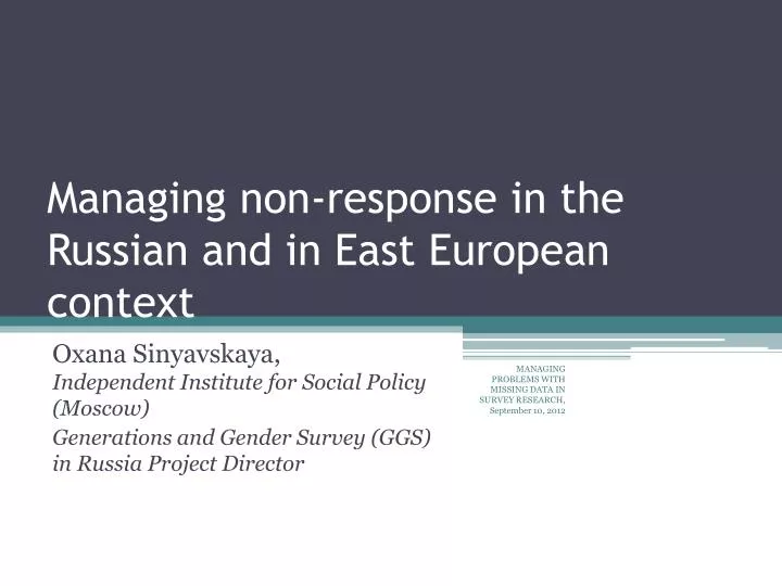 managing non response in the russian and in east european context