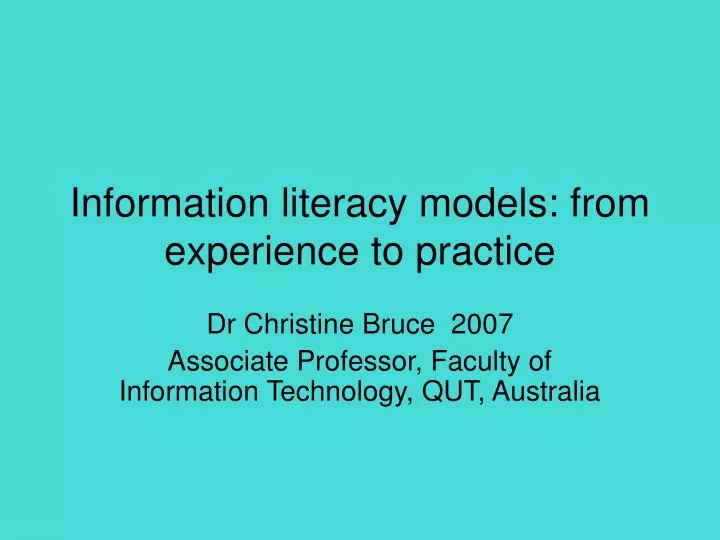 information literacy models from experience to practice