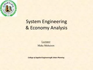 system engineering economy analysis