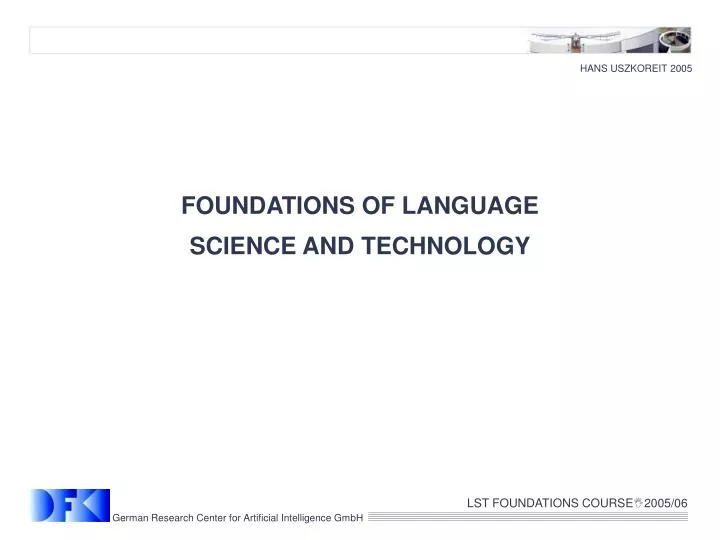foundations of language science and technology