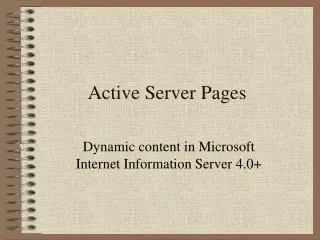 active server pages