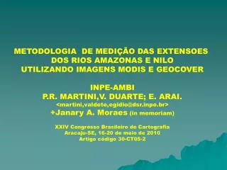 METODOLOGIA DE MEDIÇÃO DAS EXTENSOES DOS RIOS AMAZONAS E NILO