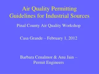 air quality permitting guidelines for industrial sources