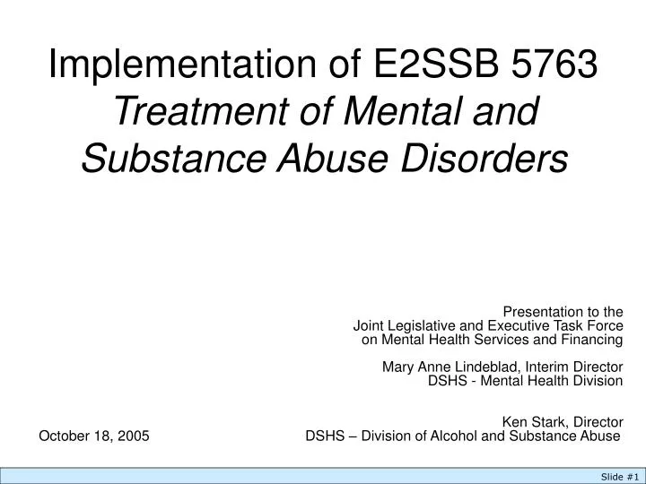 implementation of e2ssb 5763 treatment of mental and substance abuse disorders