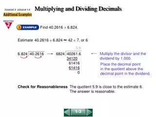 Multiplying and Dividing Decimals