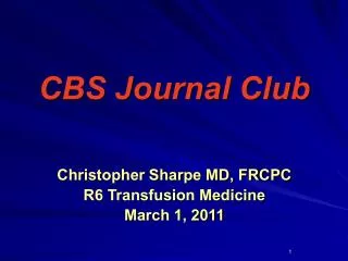 CBS Journal Club