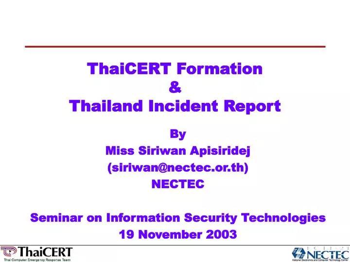 thaicert formation thailand incident report
