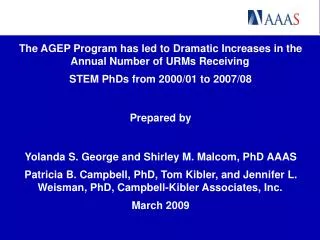 The AGEP Program has led to Dramatic Increases in the Annual Number of URMs Receiving