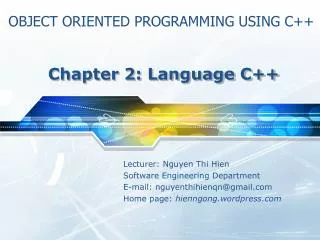 Chapter 2: Language C++