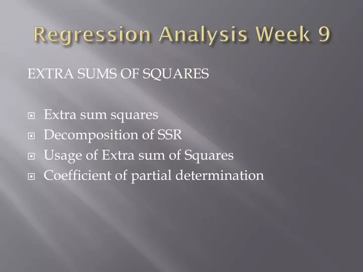 regression analysis week 9