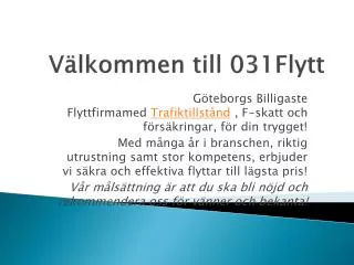 v lkommen till 031flytt