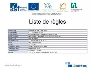 liste de r gles