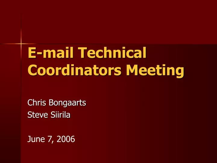 e mail technical coordinators meeting