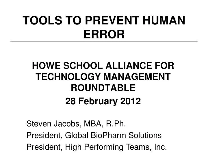 tools to prevent human error