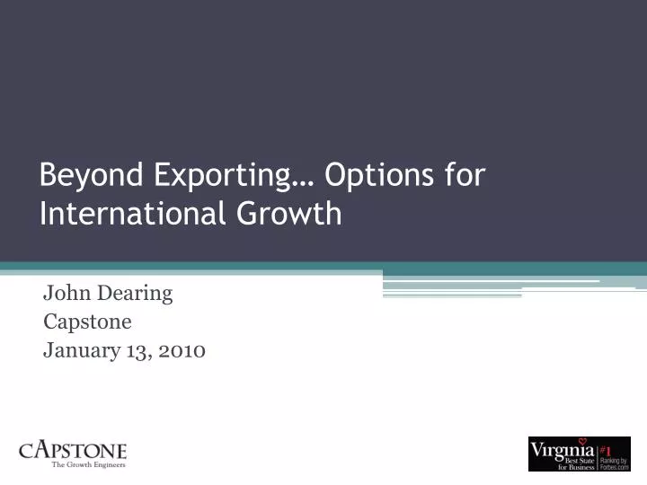 beyond exporting options for international growth