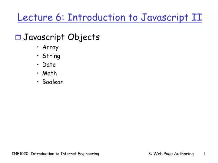 lecture 6 introduction to javascript ii