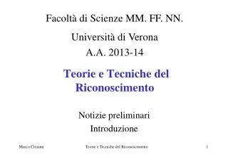 teorie e tecniche del riconoscimento
