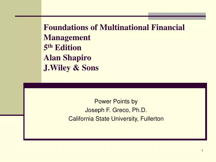 foundations of multinational financial management 5 th edition alan shapiro j wiley sons