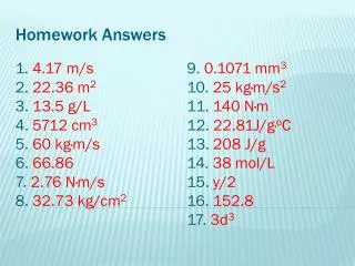 Homework Answers