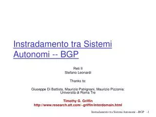 instradamento tra sistemi autonomi bgp