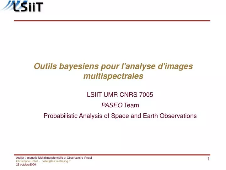 outils bayesiens pour l analyse d images multispectrales