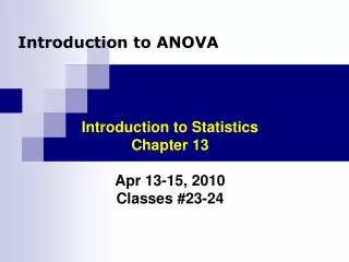 Introduction to ANOVA