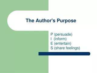 The Author's Purpose