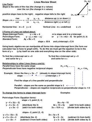 Lines Review Sheet